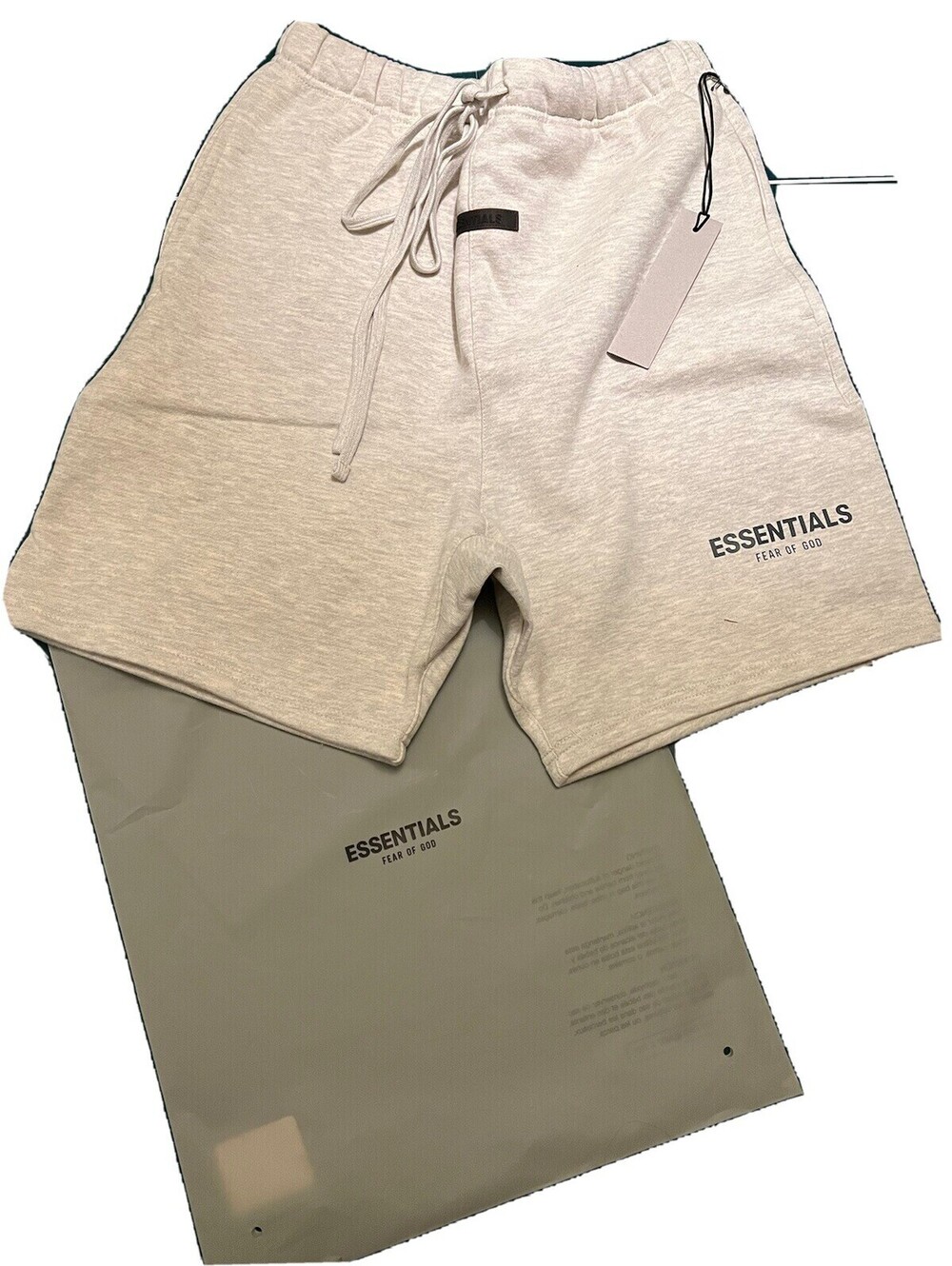 Fear of God Essentials Sweat Shorts Dark Heather Oatmeal Gray Fleece Medium NWT